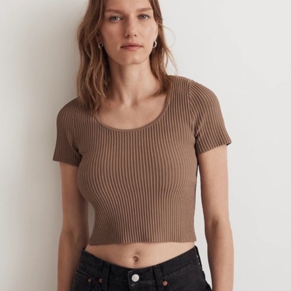 NWT Madewell ‘Ottoman Crop Sweater Tee’ in Ivory Size S - Picture 2 of 15